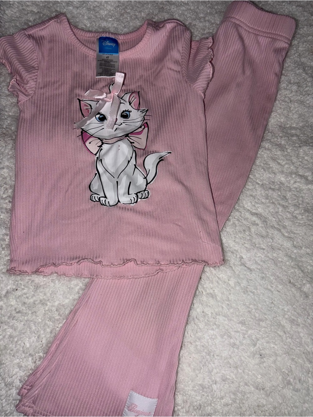 Disney Pink Girls' Marie Cat Ruffle Pajama Set